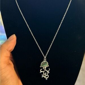 Elegant Silver Jellyfish Pendant Necklace